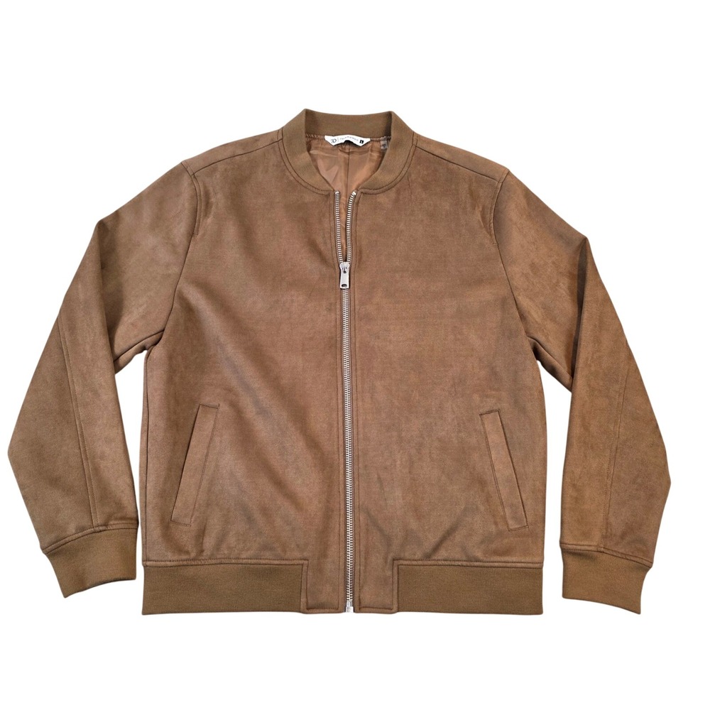 7 Diamonds Evolution Suede Bomber Jacket Brown Mens Moleskin Stretch Coat Large